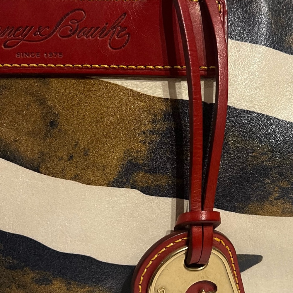 Dooney & Bourke Red Trim Zebra Print Satchel - Picture 7 of 11